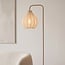 Stehende Bogenlampe Siena aus Stoff in warmem Sandbeige