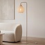 Stehende Bogenlampe Siena aus Stoff in warmem Sandbeige