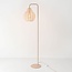 Stehende Bogenlampe Siena aus Stoff in warmem Sandbeige