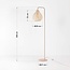 Stehende Bogenlampe Siena aus Stoff in warmem Sandbeige
