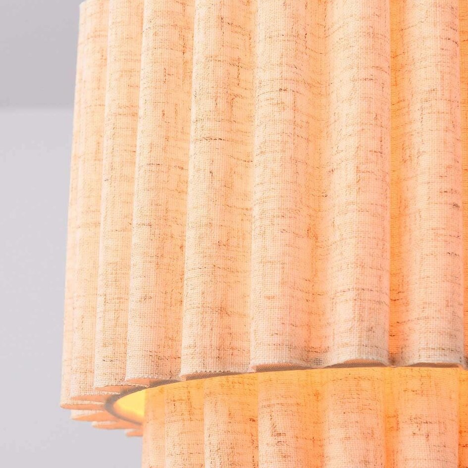 Hängelampe Favre 3-flammig mit geschichteten Leinenschirmen