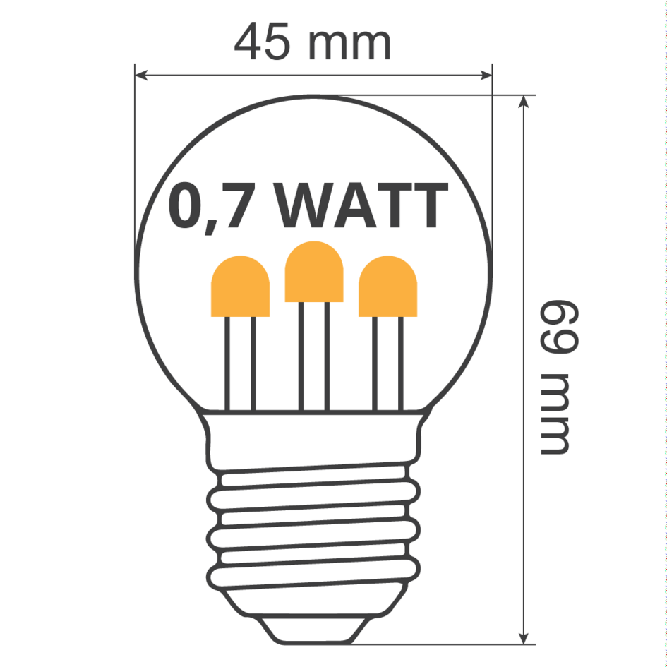 Warmweiße LED-Lampen mit LEDs auf langen Stäbchen - 0,7 Watt