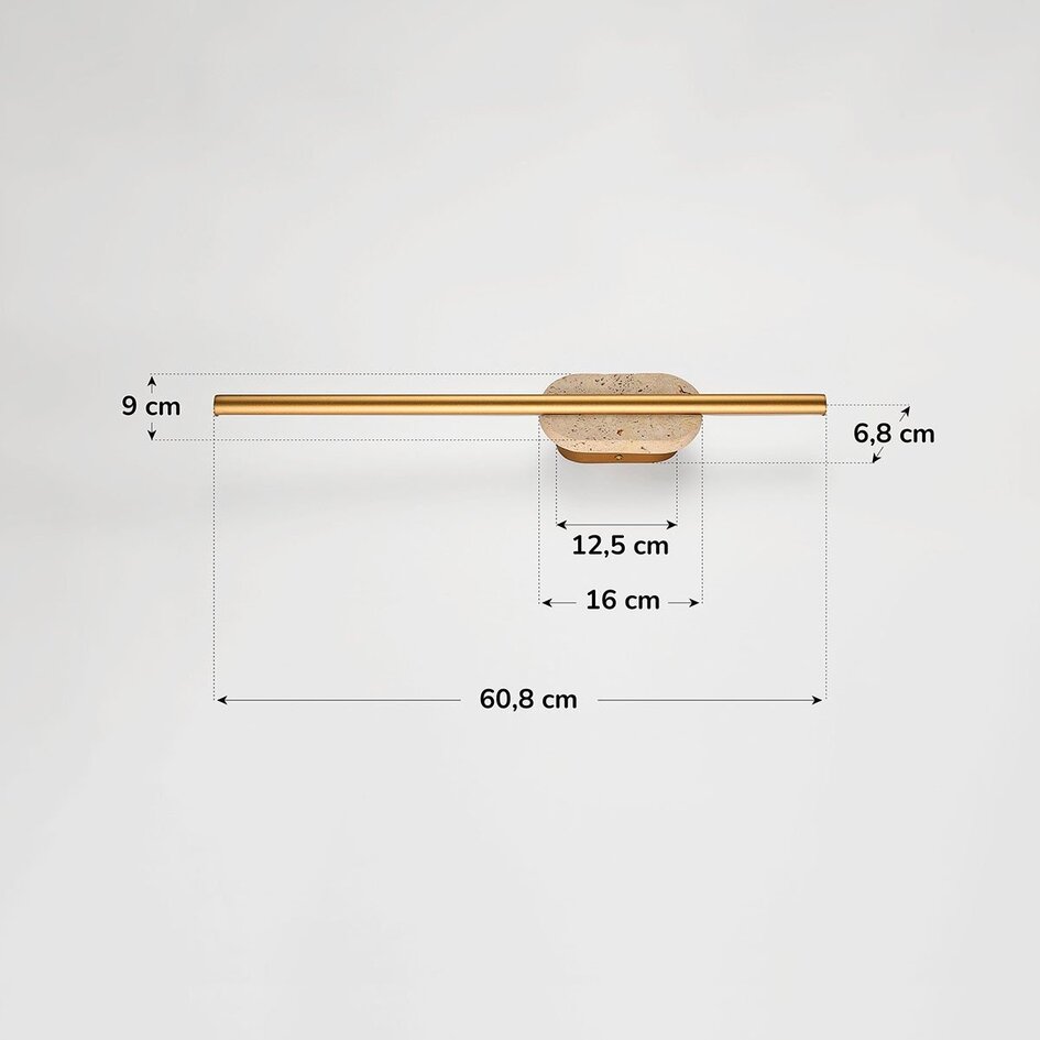 Badkamer wandlamp Lima mit integrierter LED und Travertin (Naturstein) - Gold