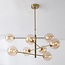 8-flammige Deckenlampe Oito - Gold und Amberglas