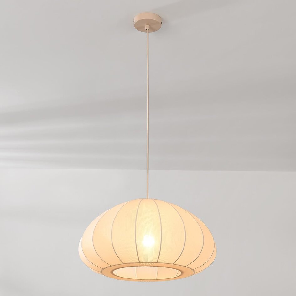 Hängelampe Mesh aus Stoff - Beige