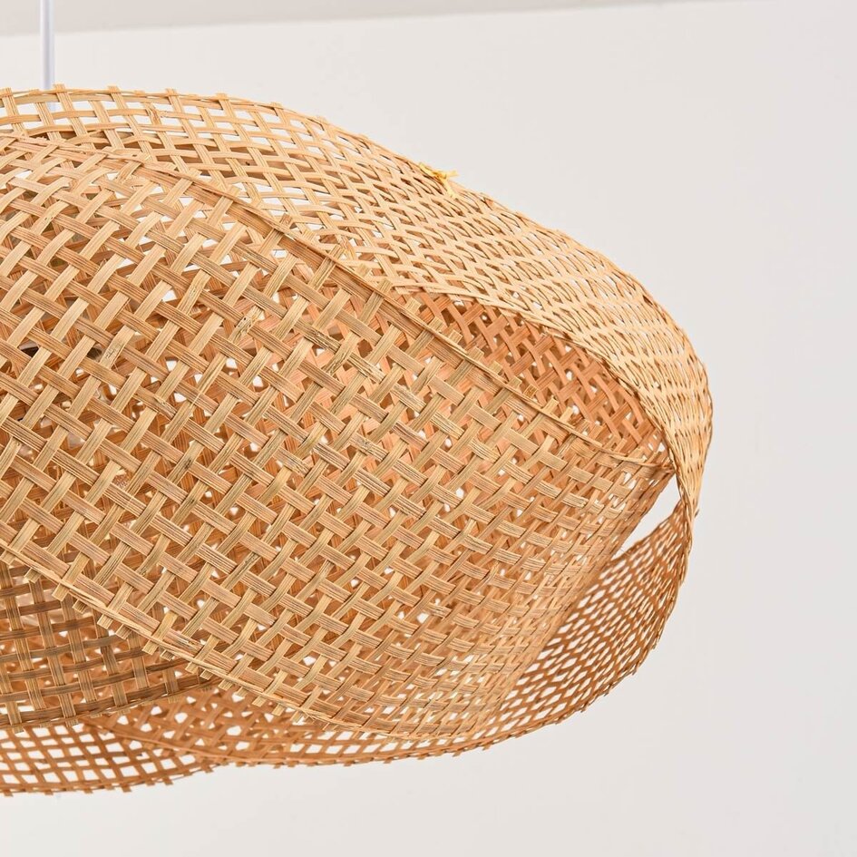 Bambus-Hängelampe Weavo mit handgeflochtenem Schirm in Natur