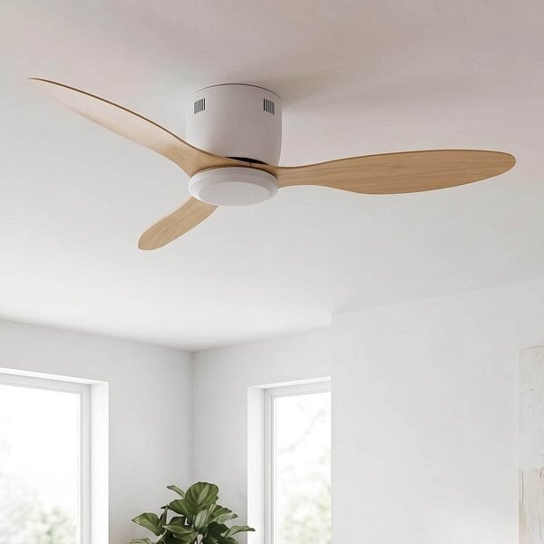 Deckenventilator Rivotra mit Fernbedienung - Weiß und Buchenholz