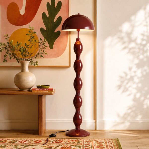 Design-Stehlampe Mura in Burgunderrot (Dunkelrot) aus Metall