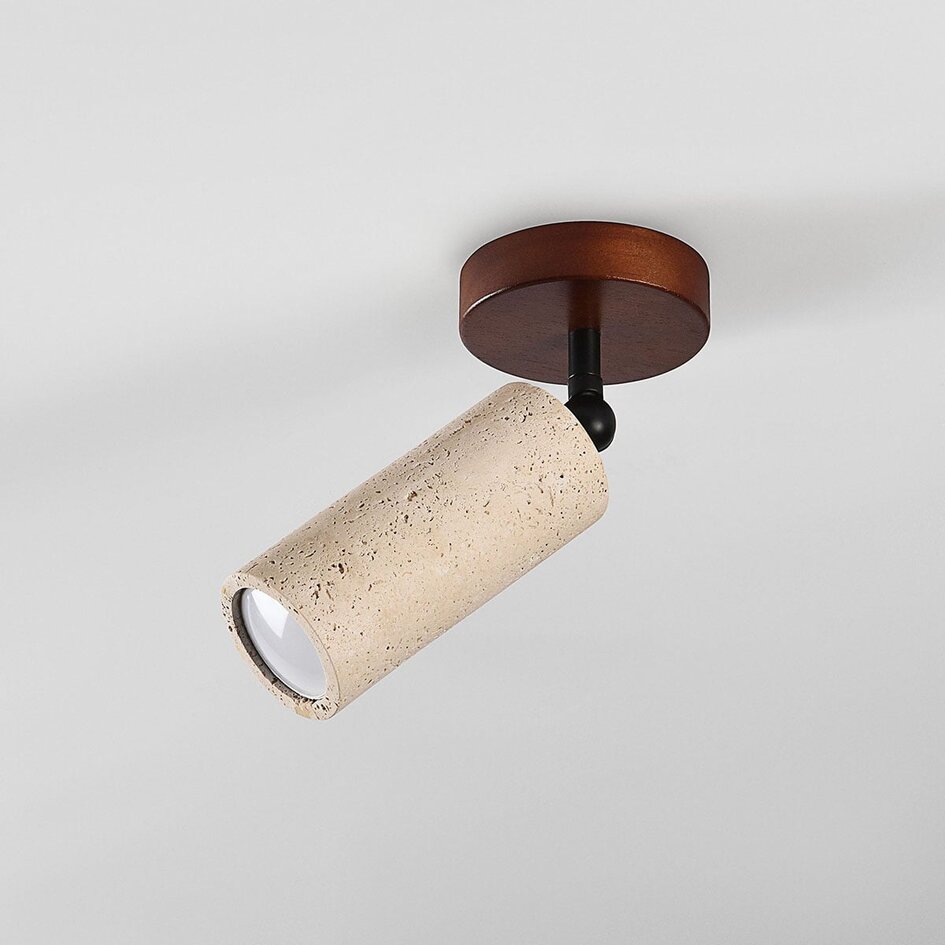 Deckenlampe Jorie mit Travertin (Naturstein) und Holz