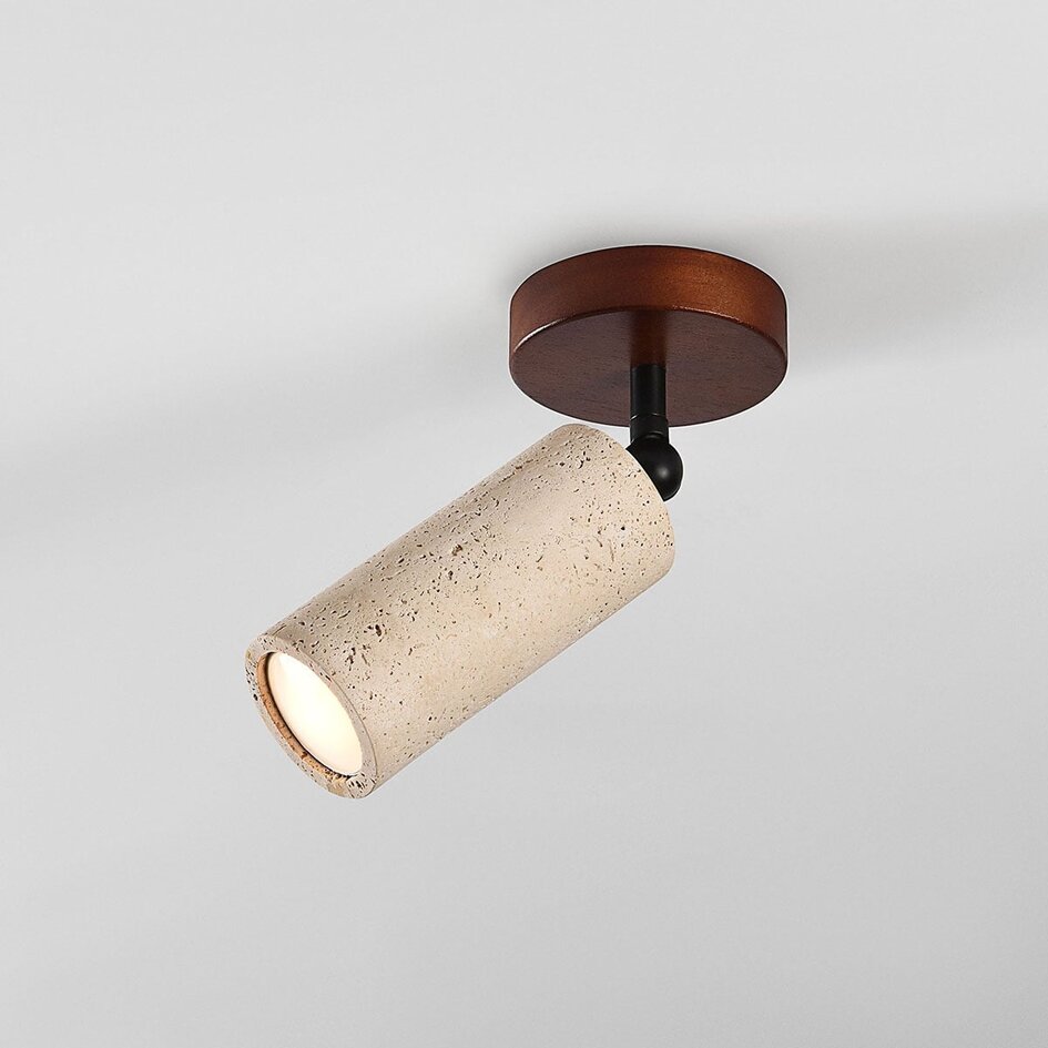 Deckenlampe Jorie mit Travertin (Naturstein) und Holz