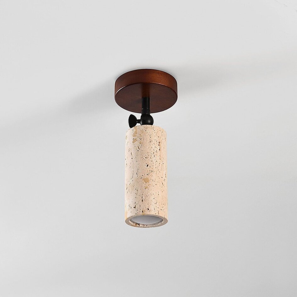 Deckenlampe Jorie mit Travertin (Naturstein) und Holz