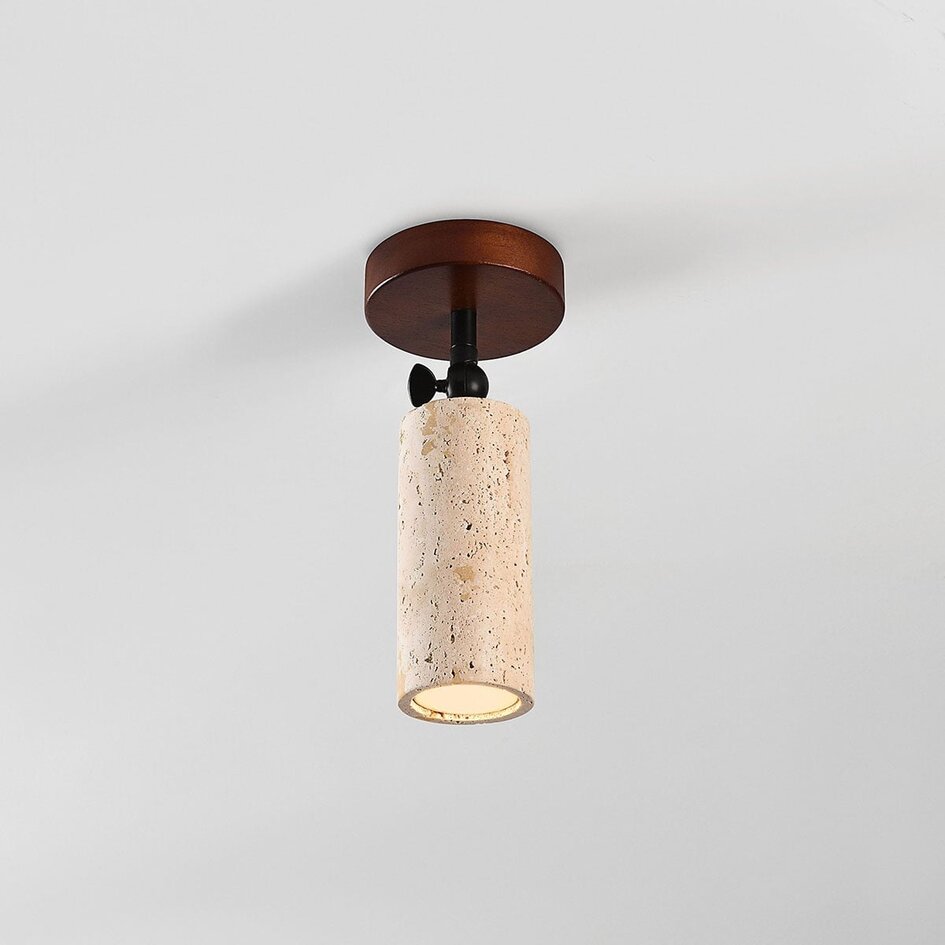 Deckenlampe Jorie mit Travertin (Naturstein) und Holz