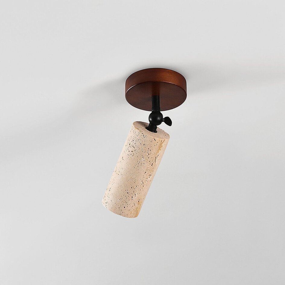 Deckenlampe Jorie mit Travertin (Naturstein) und Holz