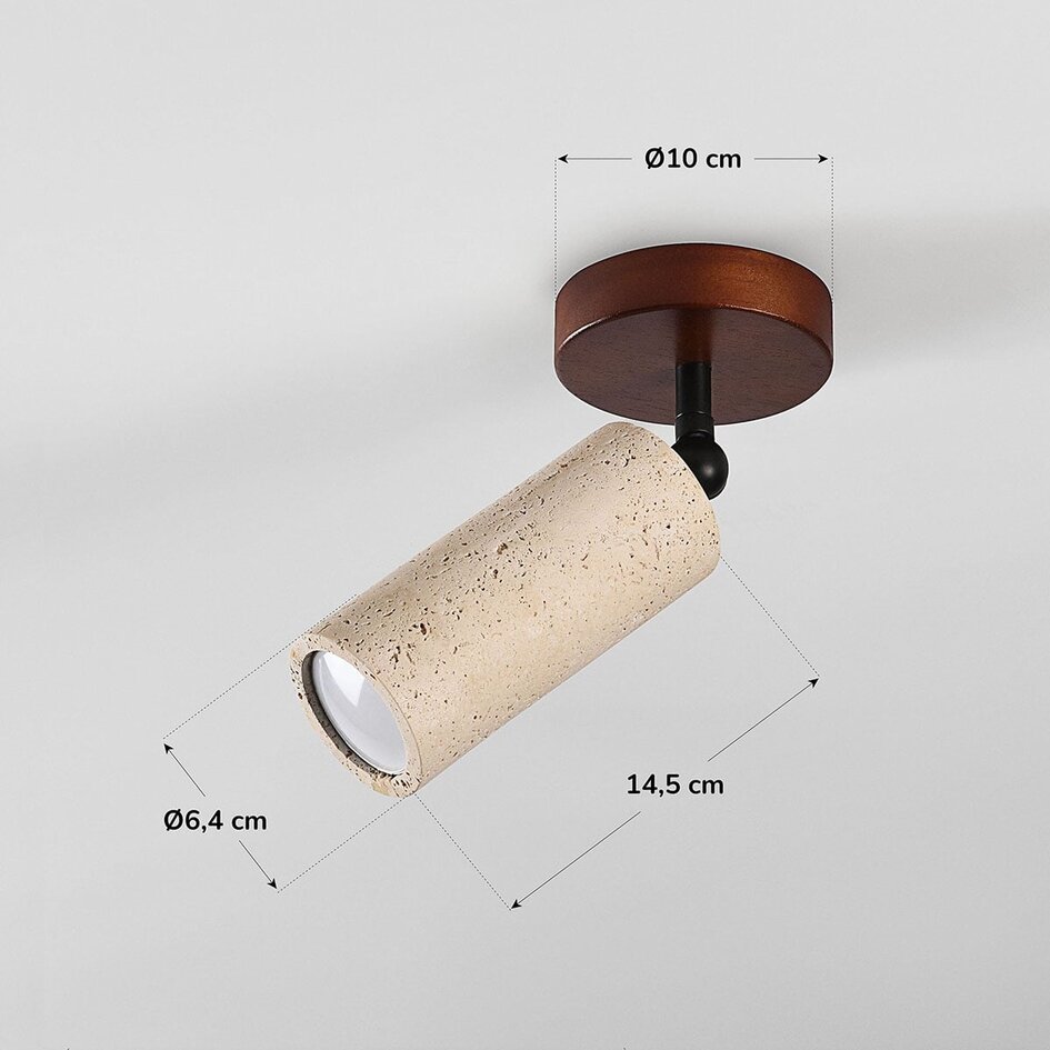 Deckenlampe Jorie mit Travertin (Naturstein) und Holz