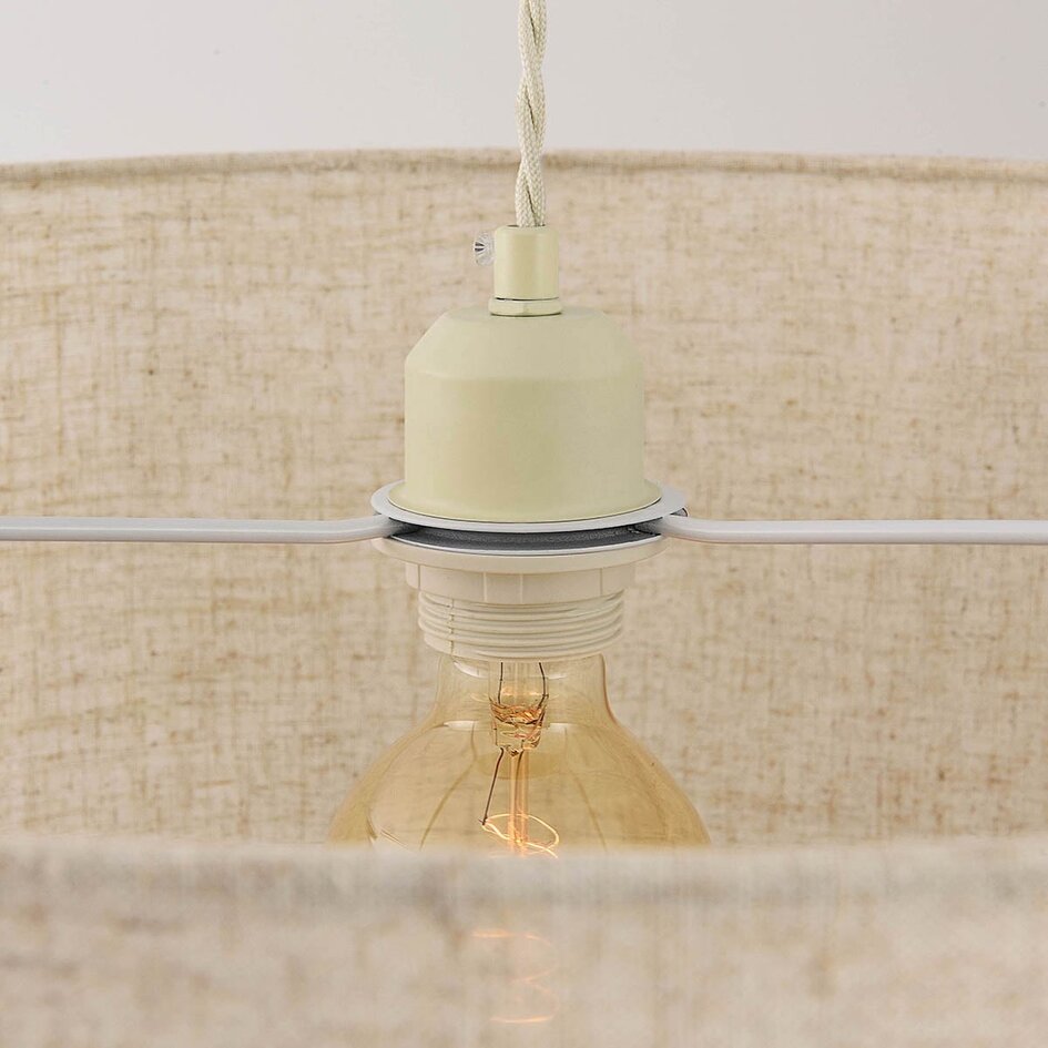 Hängelampe Cavallo 2-lagig mit Leinen-Schirm - beige
