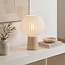 Tischlampe Varel mit Stoffschirm und Travertin-Fuß (Naturstein)