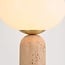 Tischlampe Tareo mit Glaskugel und Travertin (Naturstein)