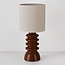 Tischlampe Seyra aus brauner Keramik mit Stoffschirm in Beige