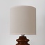 Tischlampe Seyra aus brauner Keramik mit Stoffschirm in Beige