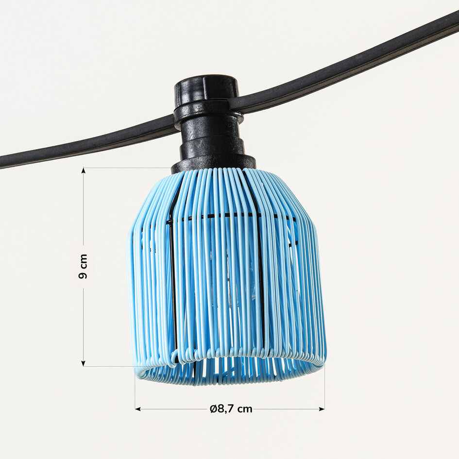 Illu sets inklusive Schirmen in hellblauer Rattanoptik, erhältlich mit verschiedenen LED-Lampen