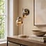 Tischlampe Tessera beige mit vier Glaskugeln in Amber und Rauch