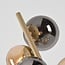 Tischlampe Tessera beige mit vier Glaskugeln in Amber und Rauch