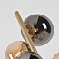 Tischlampe Tessera in Beige mit vier Glaskugeln in Amber und Rauchglas