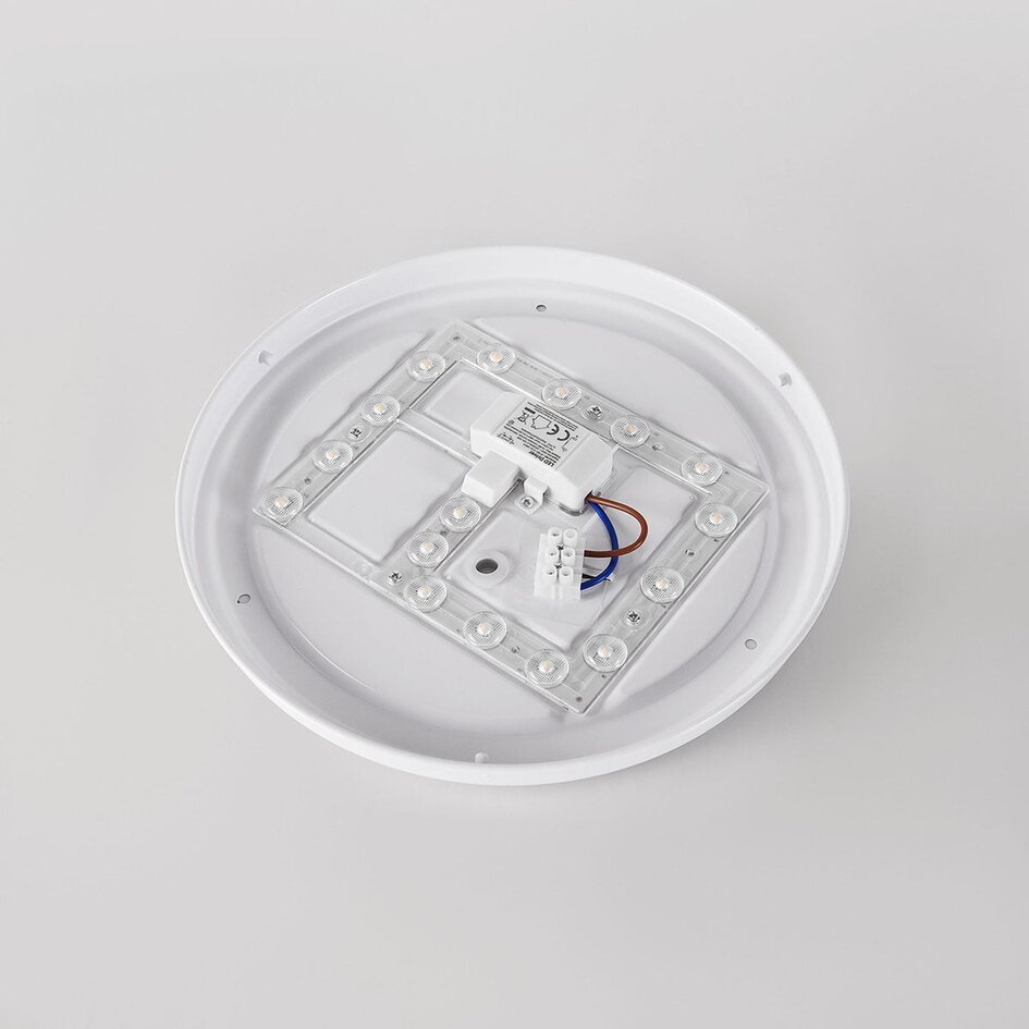 Deckenlampe Nardia mit integrierter LED und 3-stufig dimmbar Ø29 cm in Beige mit Holzakzent