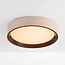 Deckenlampe Nardia mit integrierter LED und 3-stufig dimmbar Ø39 cm in Beige mit Holzakzent