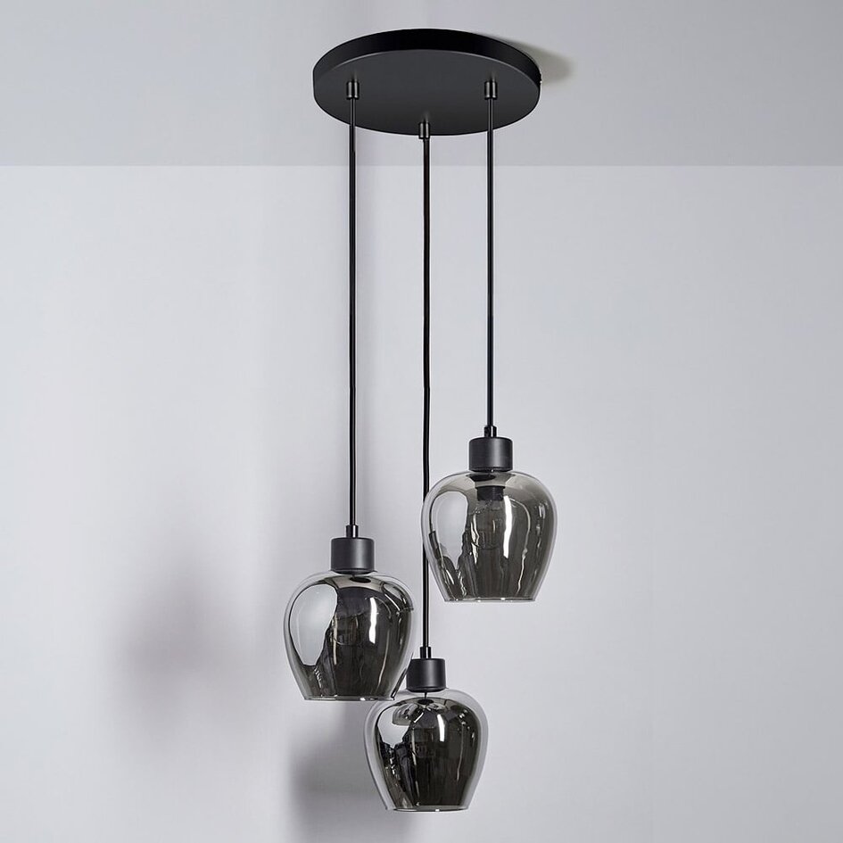 Design-Hängeleuchte mit Rauchglas 3-flammig - Kansas