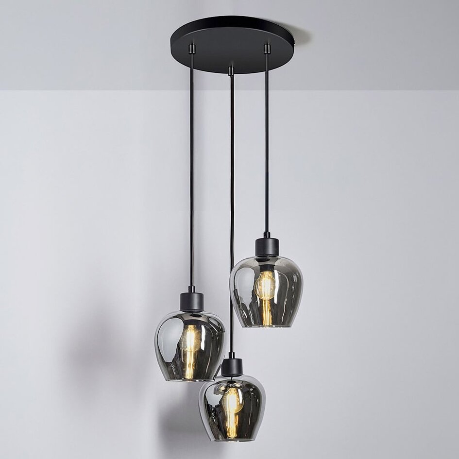 Design-Hängeleuchte mit Rauchglas 3-flammig - Kansas