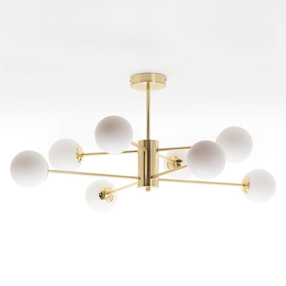 Design-Deckenleuchte in Sandgold mit Milchglas 8-flammig - Idaho