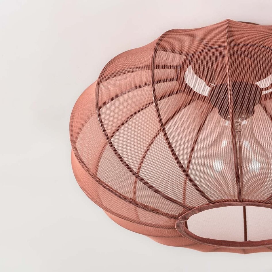 Deckenleuchte Linen mit rundem terra-rosa Stoffschirm