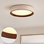 Deckenlampe Nardia mit integrierter LED und 3-stufig dimmbar Ø39 cm in Beige mit Holzakzent