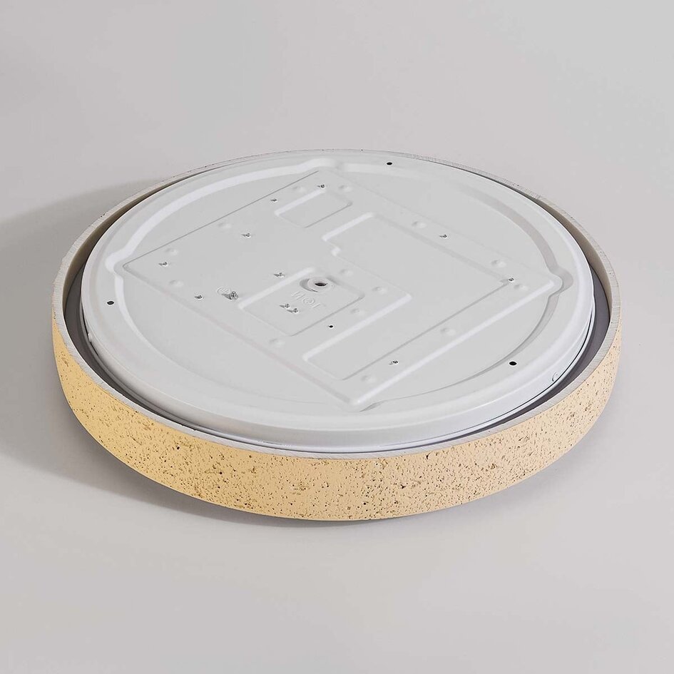 Moderne Deckenleuchte Arvid mit beigefarbenem Steineffekt, 3-stufig dimmbar Ø40 cm
