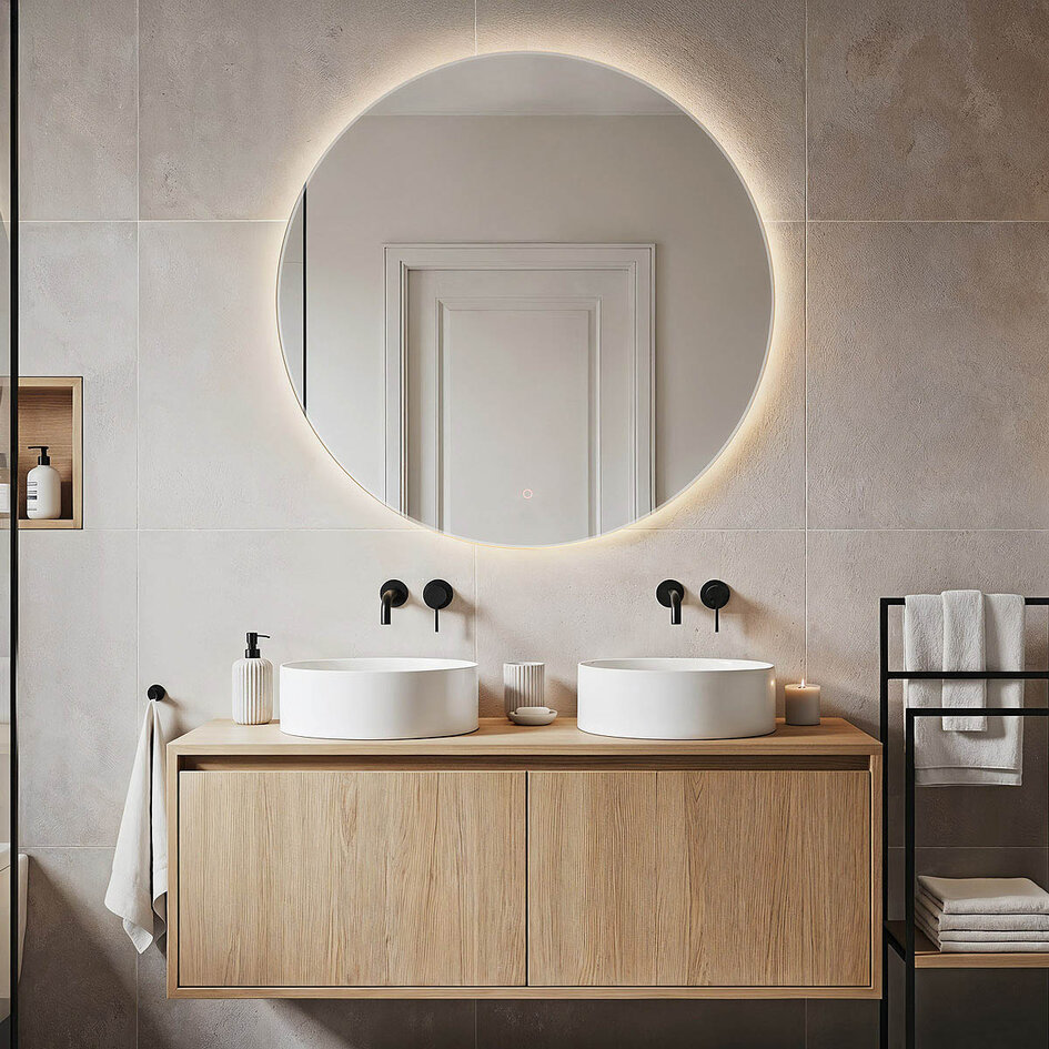 Badezimmerspiegel Reflecta Ø100 cm Berührungssteuerung, einstellbare Lichtfarbe