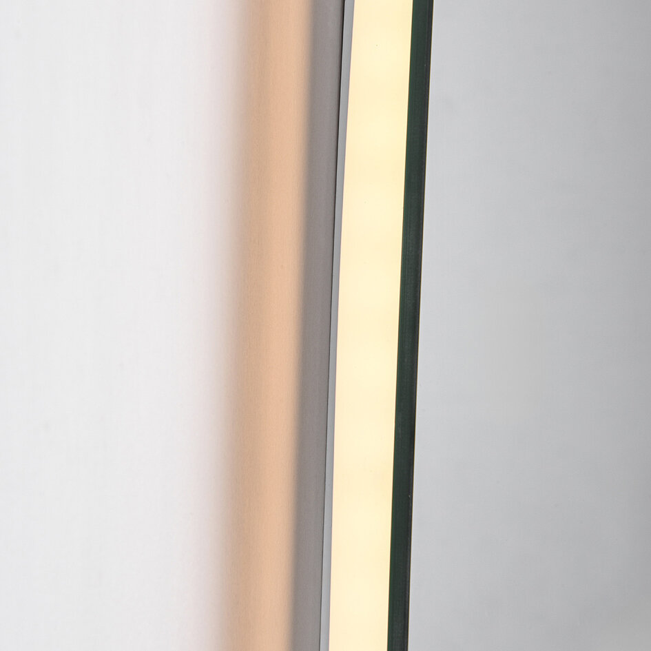 Badezimmerspiegel Glimmer mit dimmbarem Licht, Berührungssensor, einstellbaren Farben und Spiegelheizung
