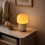 Tischlampe Ledine mit amber Glas und geripptem Fuß - Taupe