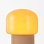 Tischlampe Ledine mit amber Glas und geripptem Fuß - Taupe