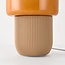 Tischlampe Ledine mit amber Glas und geripptem Fuß - Taupe