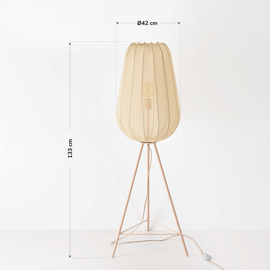 Stehleuchte Solvo aus Stoff - hellbeige