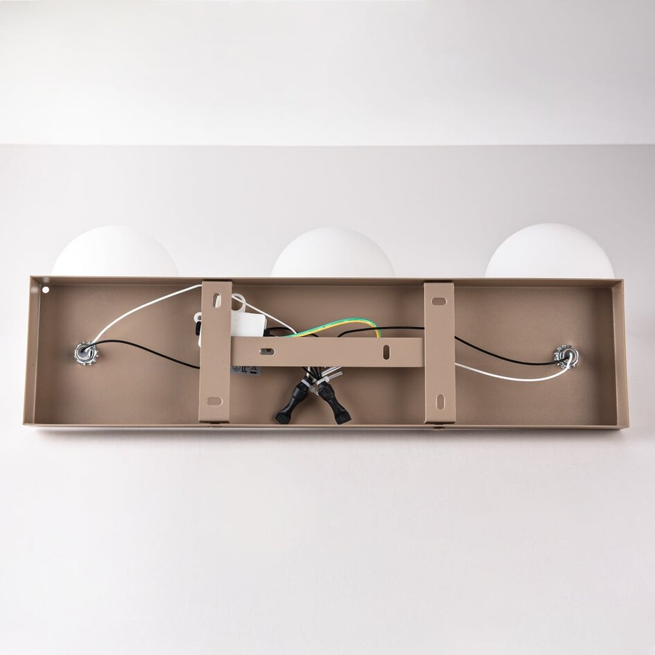 Deckenleuchte Vano mit 3 drehbaren Lichtpunkten - Sandbeige mit milchweißem Glas