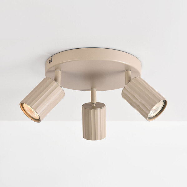 3-flammige drehbare Deckenleuchte Bruna mit gerippten Spots - Beige