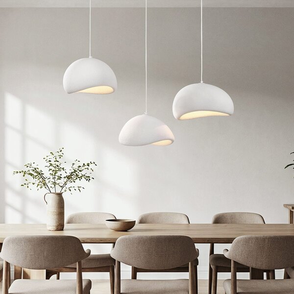 3-flammige Wabi Sabi Hängelampe Shibui - weiße Steinoptik