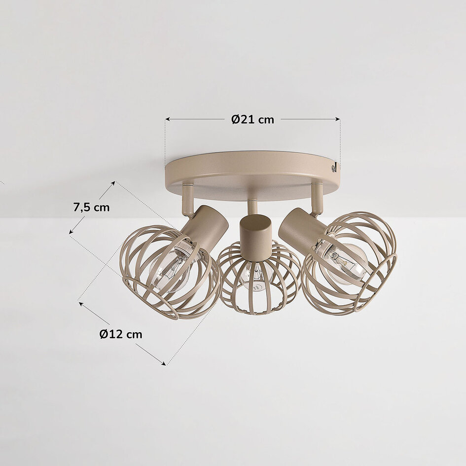Deckenleuchte Kelly mit 3 drehbaren Metallschirmen - Sandbeige
