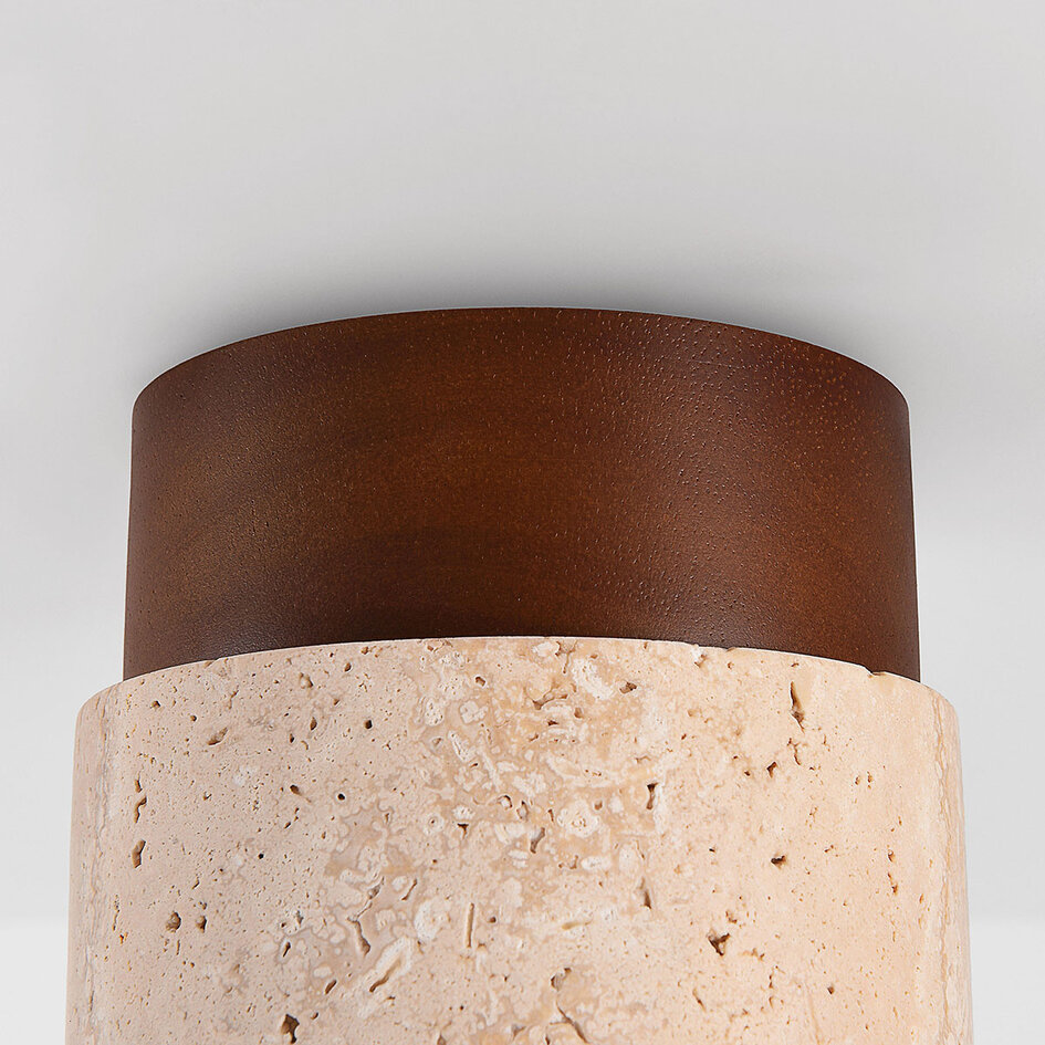 Deckenleuchte Amara - Travertin (Naturstein) und Holz