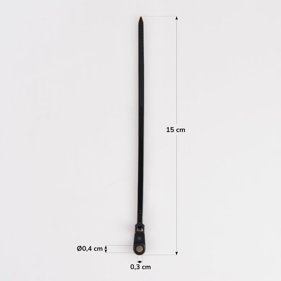Schwarzes Kabelbinder-Set mit Befestigungsöse für Illu Lichterketten und Lichterketten 100 x 15 cm