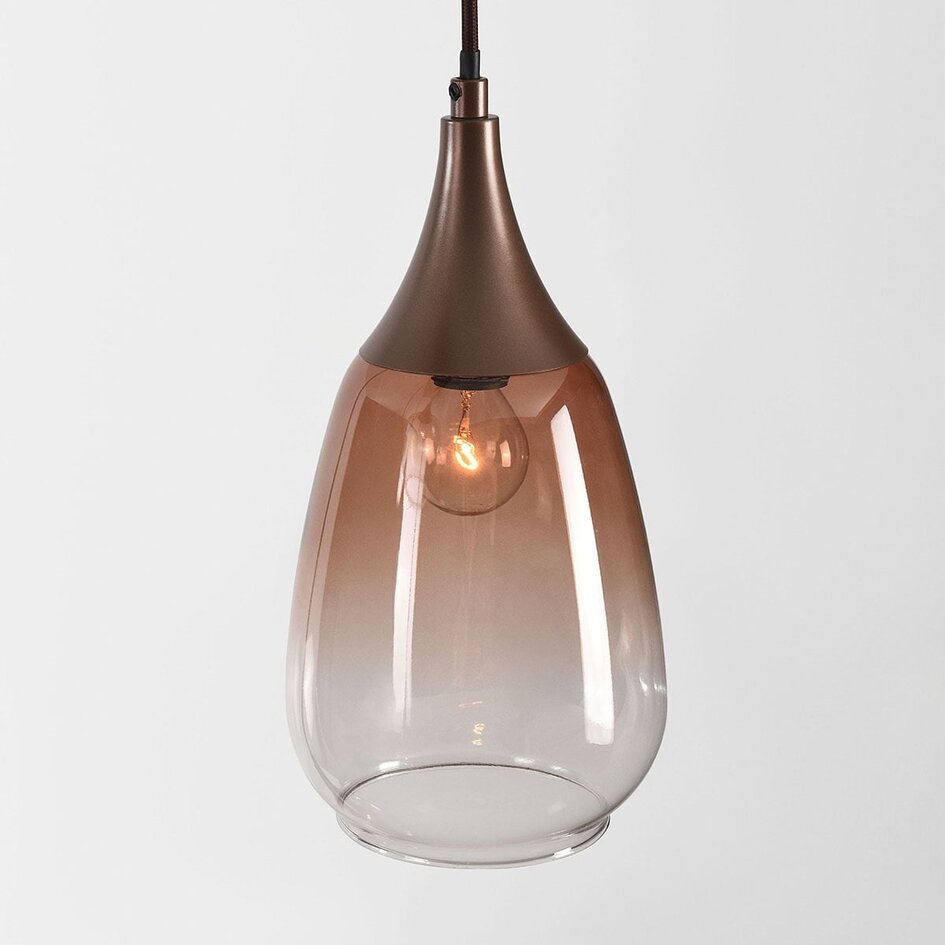 6-flammige Hängelampe Loic mit Ombre-Glas - braun