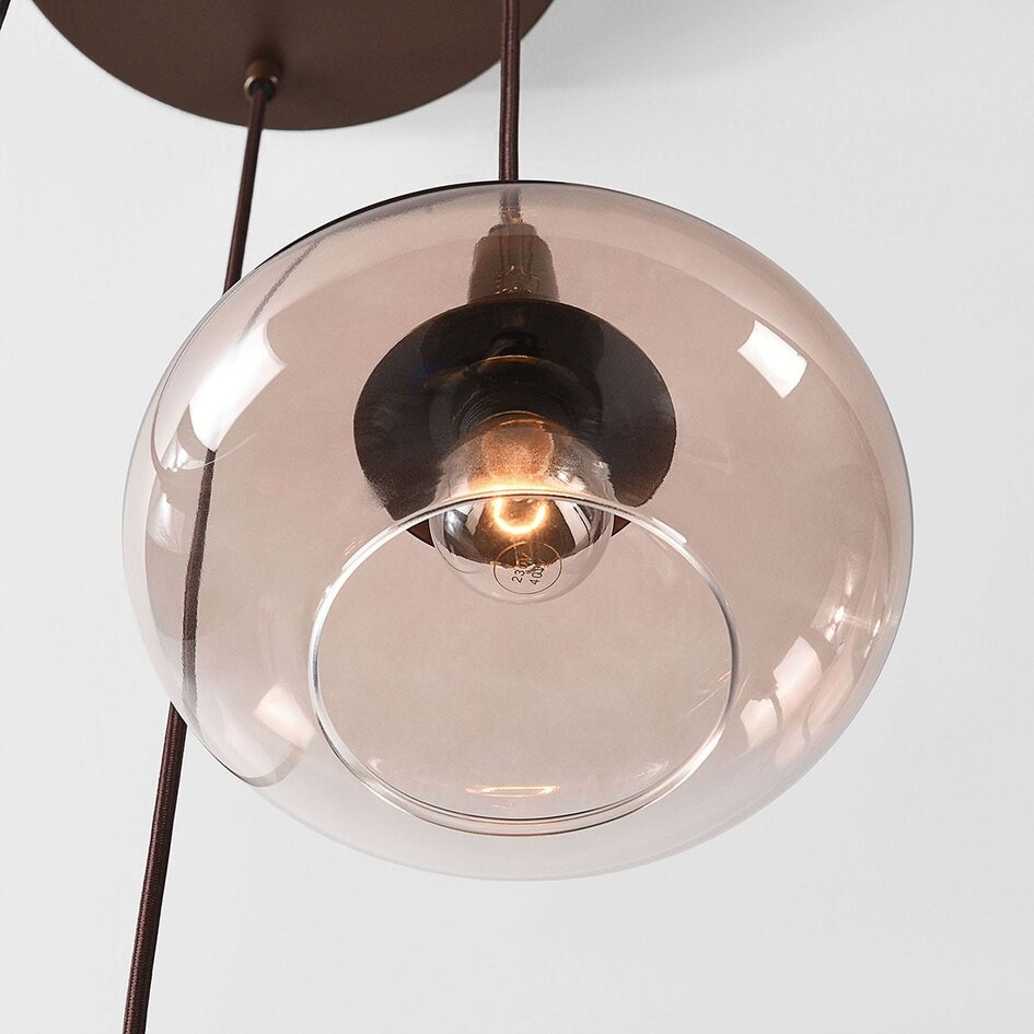 3-flammige Hängelampe Loua mit Ombre-Glas - braun