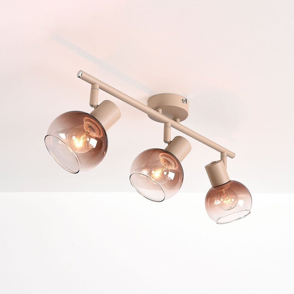 Verstellbare Deckenleuchte Lorie 3-flammig mit Ombre-Glas - Beige